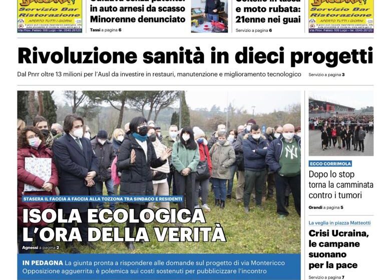 PRIMA PAGINA: ISOLA ECOLOGICA IN PEDAGNA, L’ORA DELLA VERITÀ