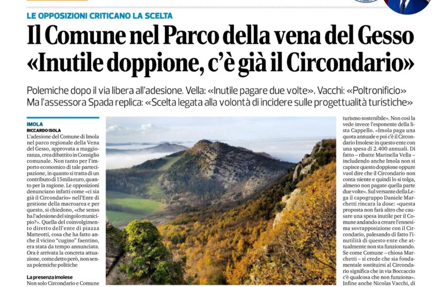 NICOLAS VACCHI (FDI): VENA DEL GESSO RISORSA PREZIOSA, MA IL COMUNE AMA I “DOPPIONI” DI COSTI E POLTRONE, BASTA L’ADESIONE DEL CIROCONDARIO.