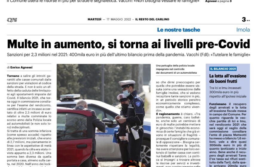 NICOLAS VACCHI (FDI): IL COMUNE AUMENTA LE MULTE DEL CODICE DELLA STRADA, SI ALLA LEGALITÀ, MA NON SI DEVE BATTER CASSA E VESSARE LE FAMIGLIE.