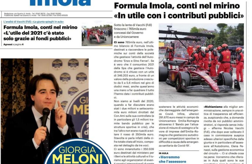 NICOLAS VACCHI (FDI): SUI CONTI DELL’AUTODROMO VOGLIAMO CHIAREZZA.