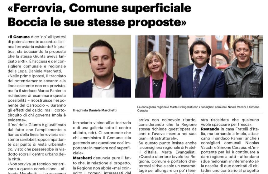 FRATELLI D’ITALIA SUL QUADRUPLICAMENTO DELLA FERROVIA COMPORTAMENTO DI PANIERI (PD) INCOERENTE. VOGLIAMO CHIAREZZA.