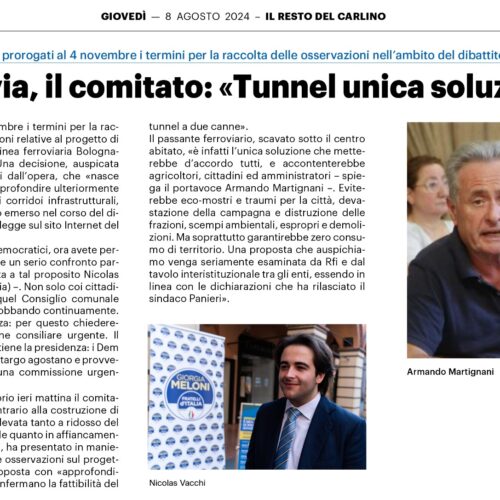 NICOLAS VACCHI (FDI): QUADRUPLICAMENTO DELLA LINEA FERROVIARIA, PROROGATO IL TERMINE PER LE OSSERVAZIONI, ORA C’È TEMPO PER UNA COMMISSIONE CONSILIARE.