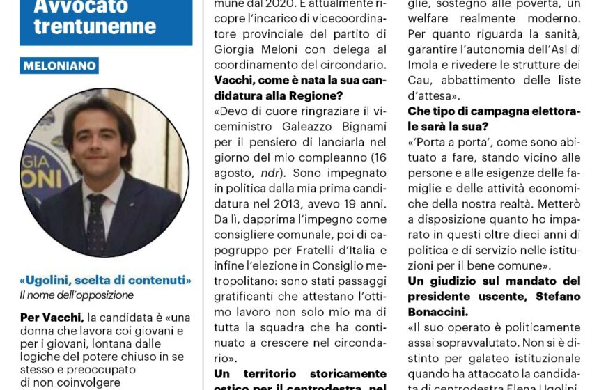 INTERVISTA ALL’AVVOCATO NICOLAS VACCHI CANDIDATO ALLE ELEZIONI REGIONALI LER FRATELLI D’ITALIA