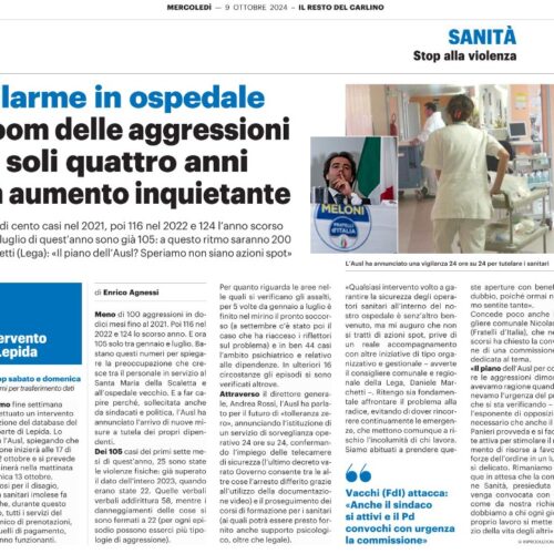 NICOLAS VACCHI (FDI): AGGRESSIONI IN OSPEDALE, SOLO ORA IL PIANO DELL’AUSL? NECESSARIO MA NON SUFFICIENTE, DIMOSTRA CHE LE NOSTRE PREOCCUPAZIONI ERANO FONDATE.