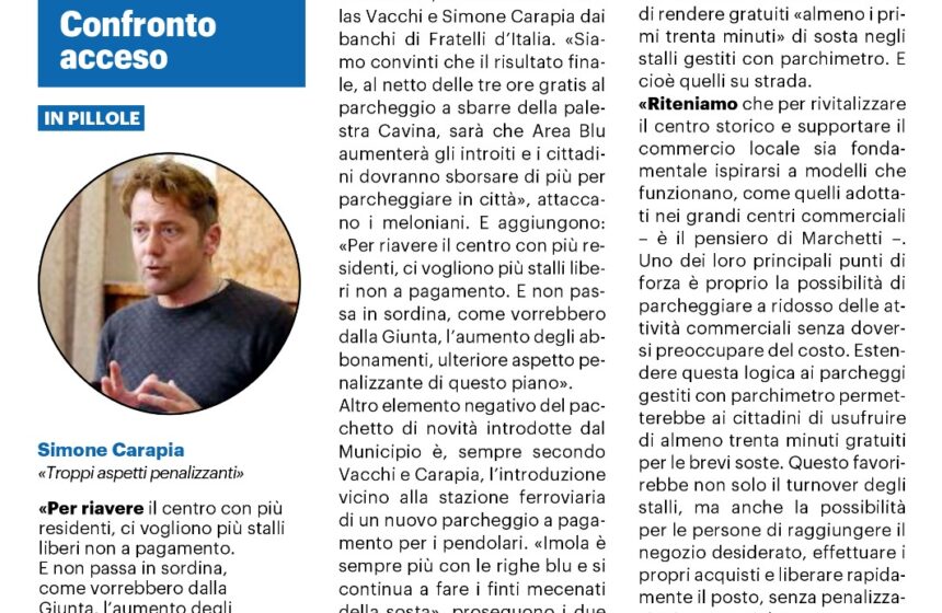 VACCHI-CARAPIA (FDI): PIANO SOSTA? COSÌ NON VA, SERVE SOLO AD AREA BLU PER AUMENTARE GLI INCASSI.